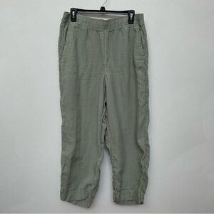 Tahari Sage Green 100% Linen Relaxdd Leg Pull On Pants Size Large Granola Boho